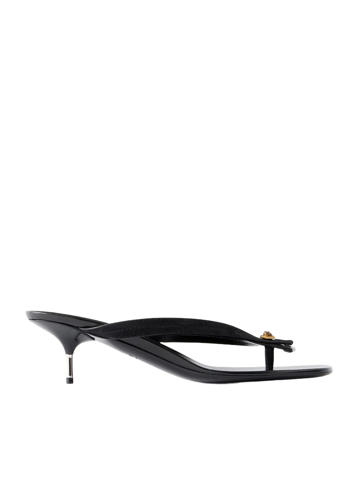 Medusa-embellished Leather Thong Sandals