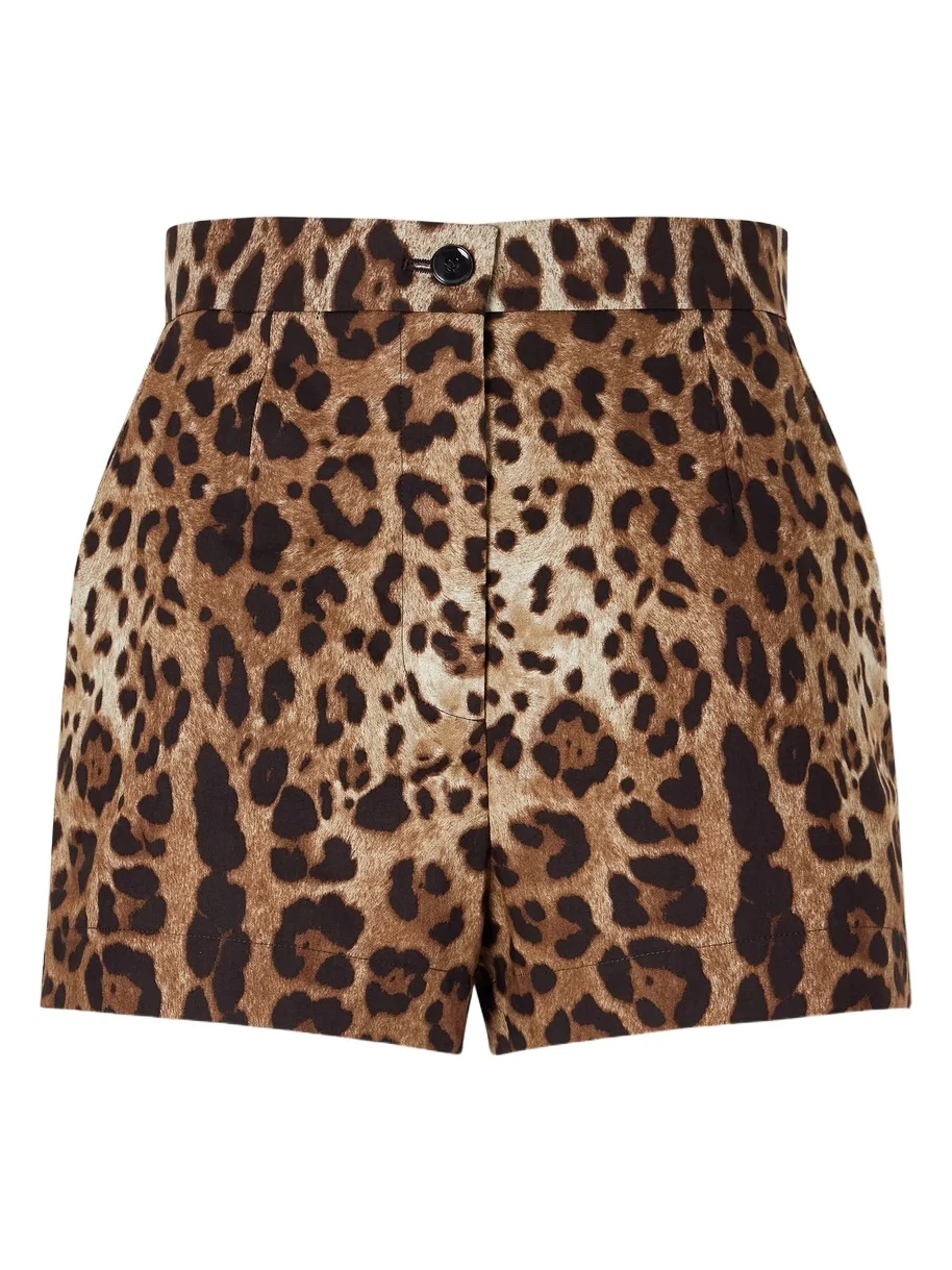 Dolce & Gabbana Leopard-print High-rise Cotton Shorts