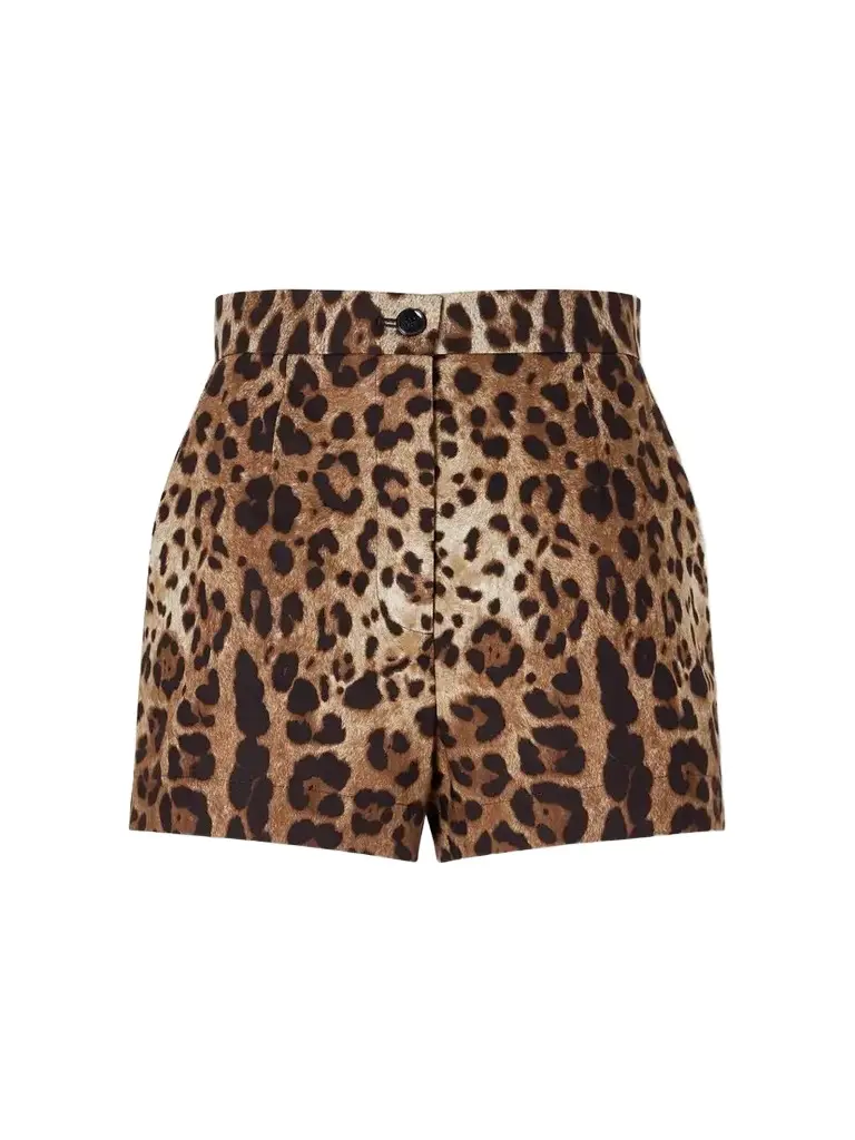 Dolce & Gabbana Leopard-print High-rise Cotton Shorts | Image 1 Dolce & Gabbana Leopard-print High-rise Cotton Shorts | Image 1