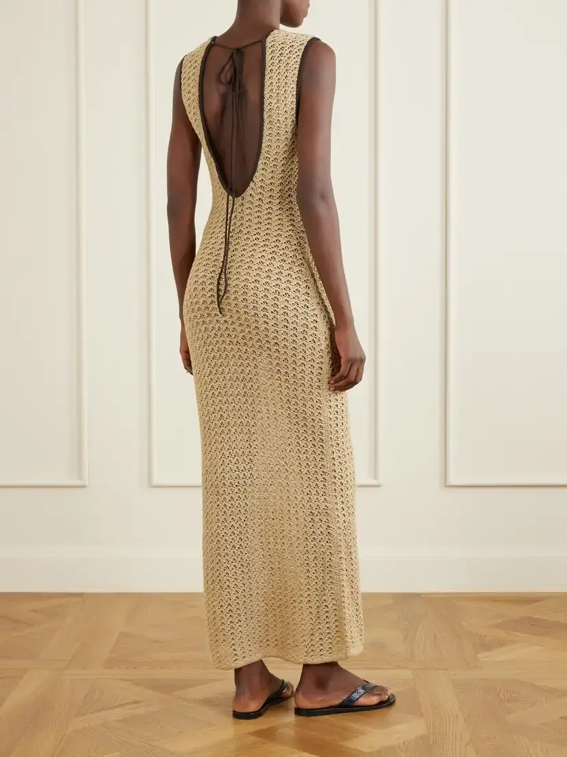 SIR. Ellinor Open-knit Cotton Dress | Thumbnail 3 SIR. Ellinor Open-knit Cotton Dress | Thumbnail 3