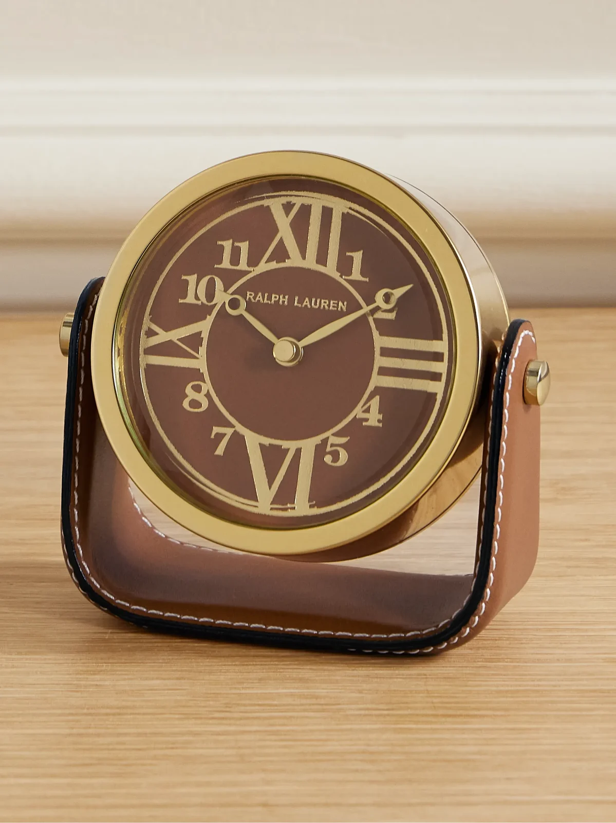 Ralph Lauren Home + Chelsea Clock Brennan Gold-tone And Leather Clock - Brown