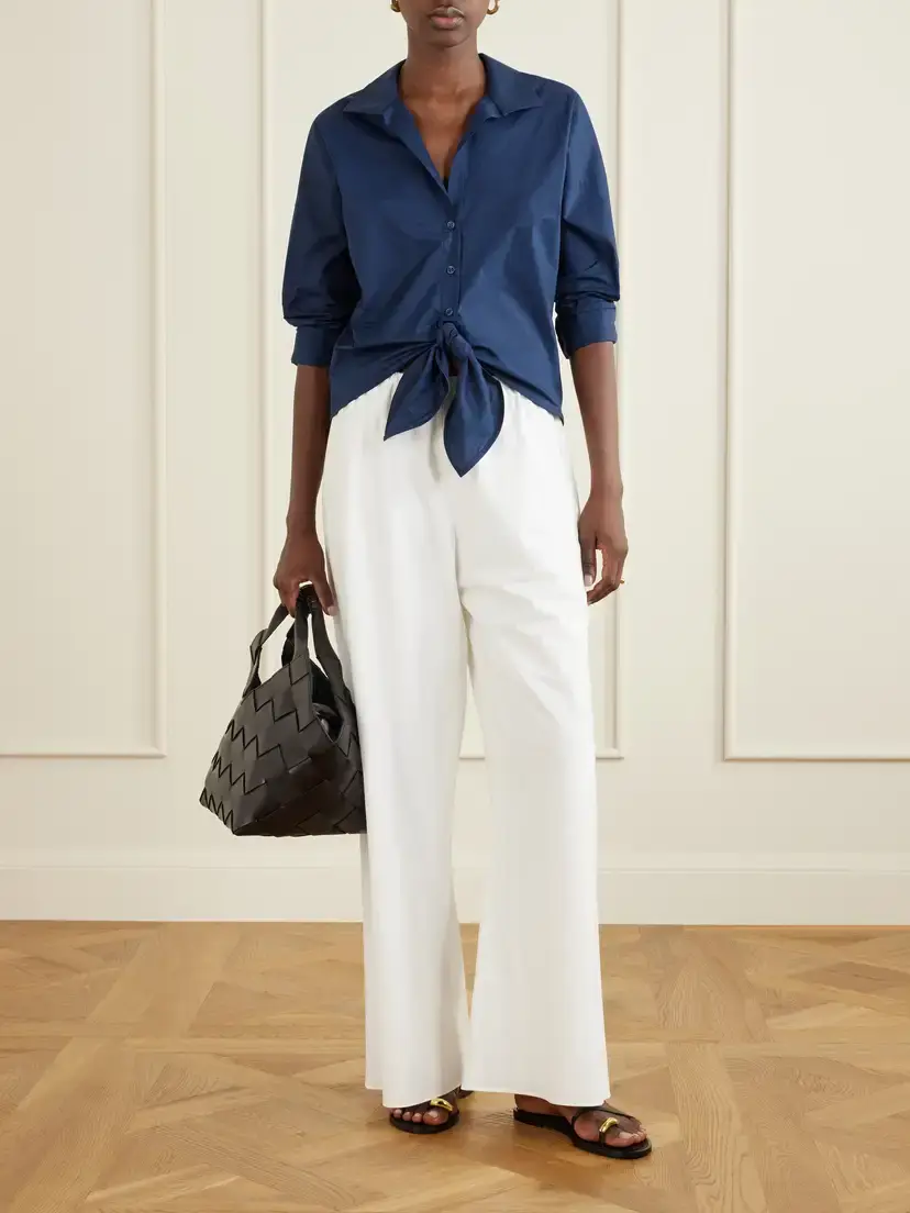 ANDRES OTALORA Dalila Knotted Cotton-poplin Blouse | Thumbnail 2