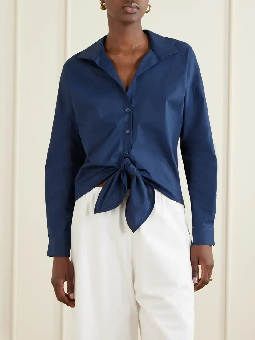 ANDRES OTALORA Dalila Knotted Cotton-poplin Blouse | Thumbnail 3
