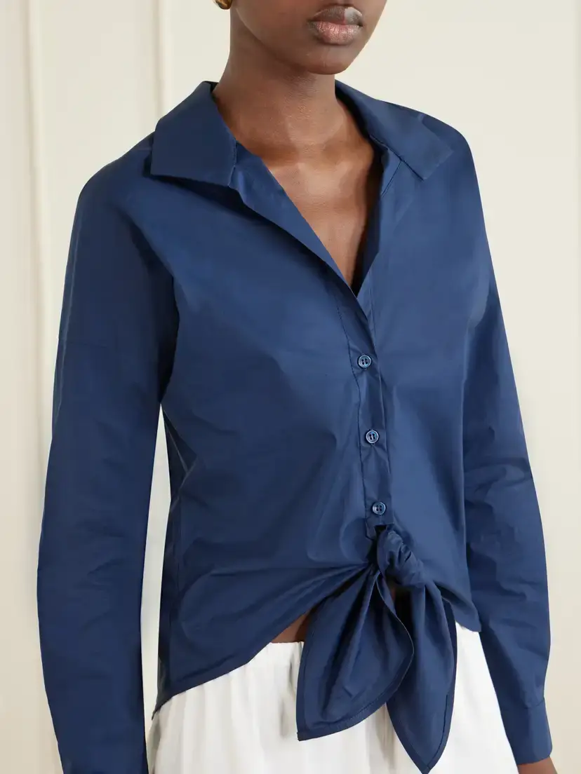 ANDRES OTALORA Dalila Knotted Cotton-poplin Blouse | Thumbnail 5