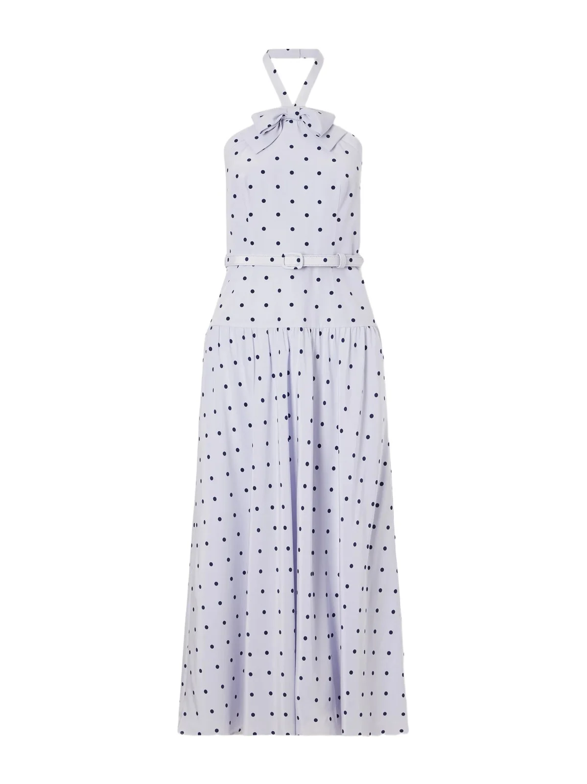 Alessandra Rich Belted Polka-dot Bow-detail Silk Midi Dress