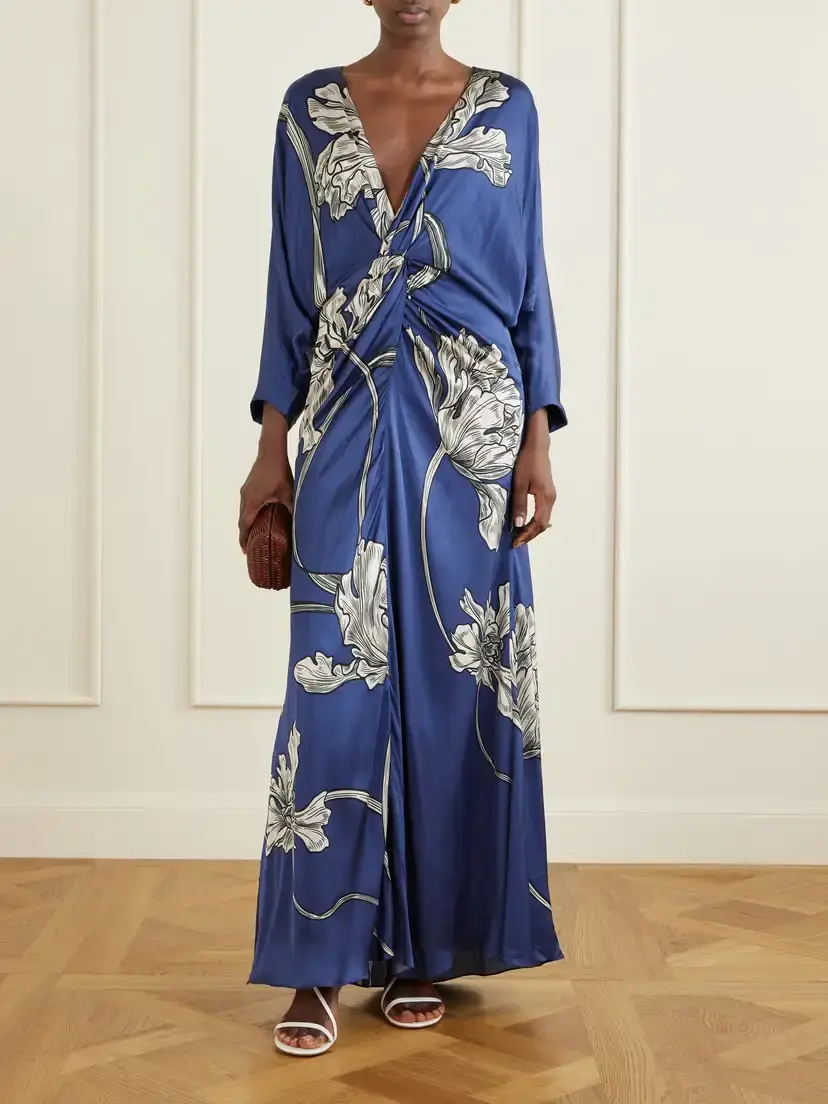 ANDRES OTALORA Olanna Printed Gathered Cotton Maxi Dress | Thumbnail 2 ANDRES OTALORA Olanna Printed Gathered Cotton Maxi Dress | Thumbnail 2
