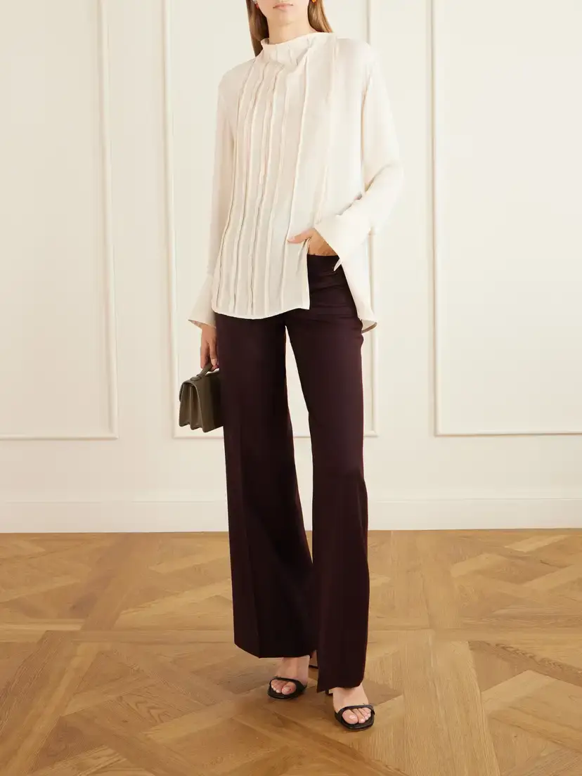 Victoria Beckham Pleated Georgette Blouse | Thumbnail 2 Victoria Beckham Pleated Georgette Blouse | Thumbnail 2