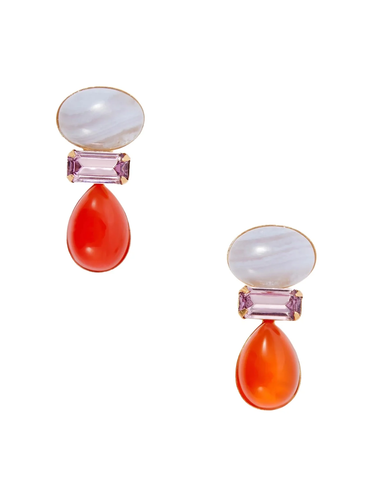 Talia Gold-tone Carnelian And Agate-embellished Earrings - Red