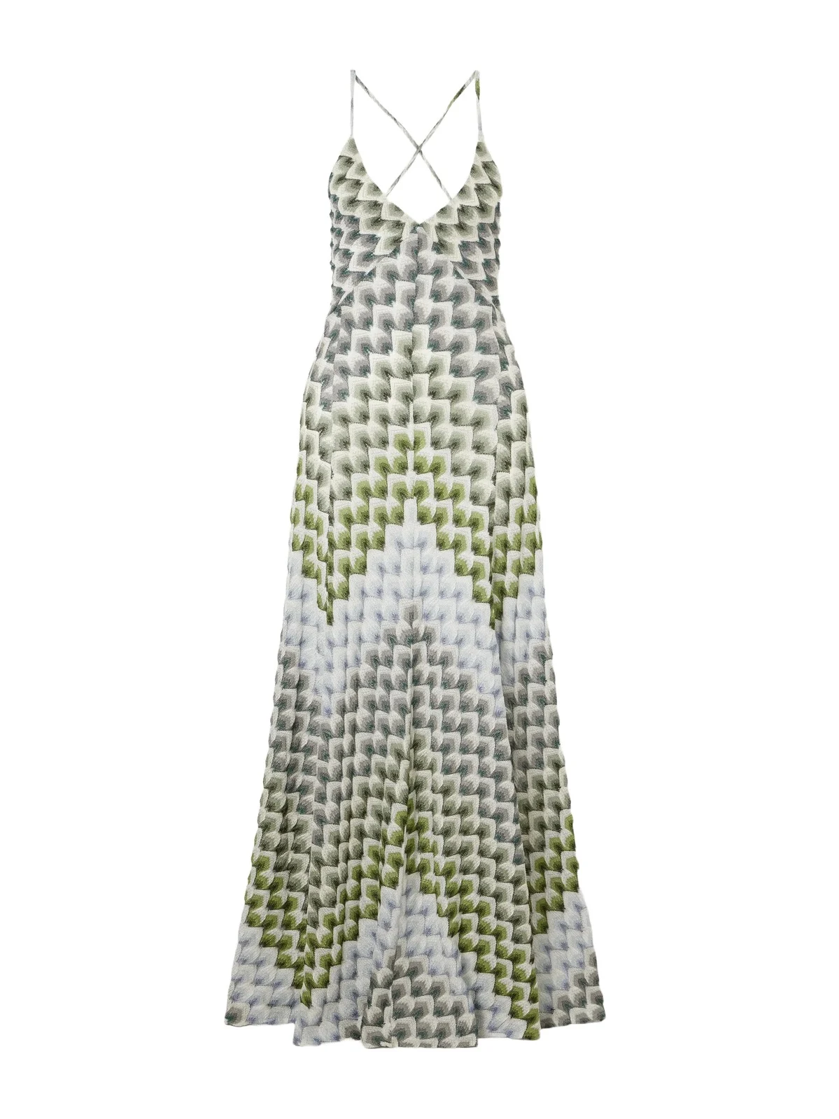 Striped Metallic Crochet-knit Maxi Dress