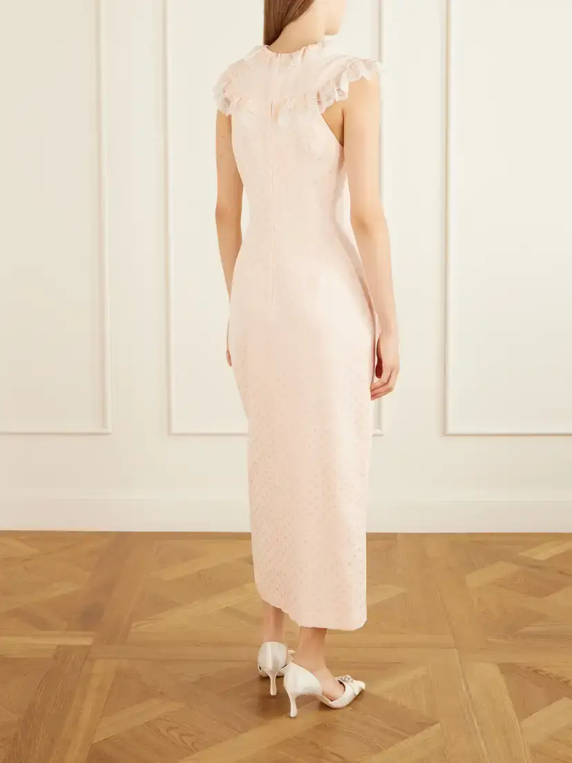 Alessandra Rich Lace-trimmed Bow-detail Printed Silk-jacquard Midi Dress | Thumbnail 3 Alessandra Rich Lace-trimmed Bow-detail Printed Silk-jacquard Midi Dress | Thumbnail 3