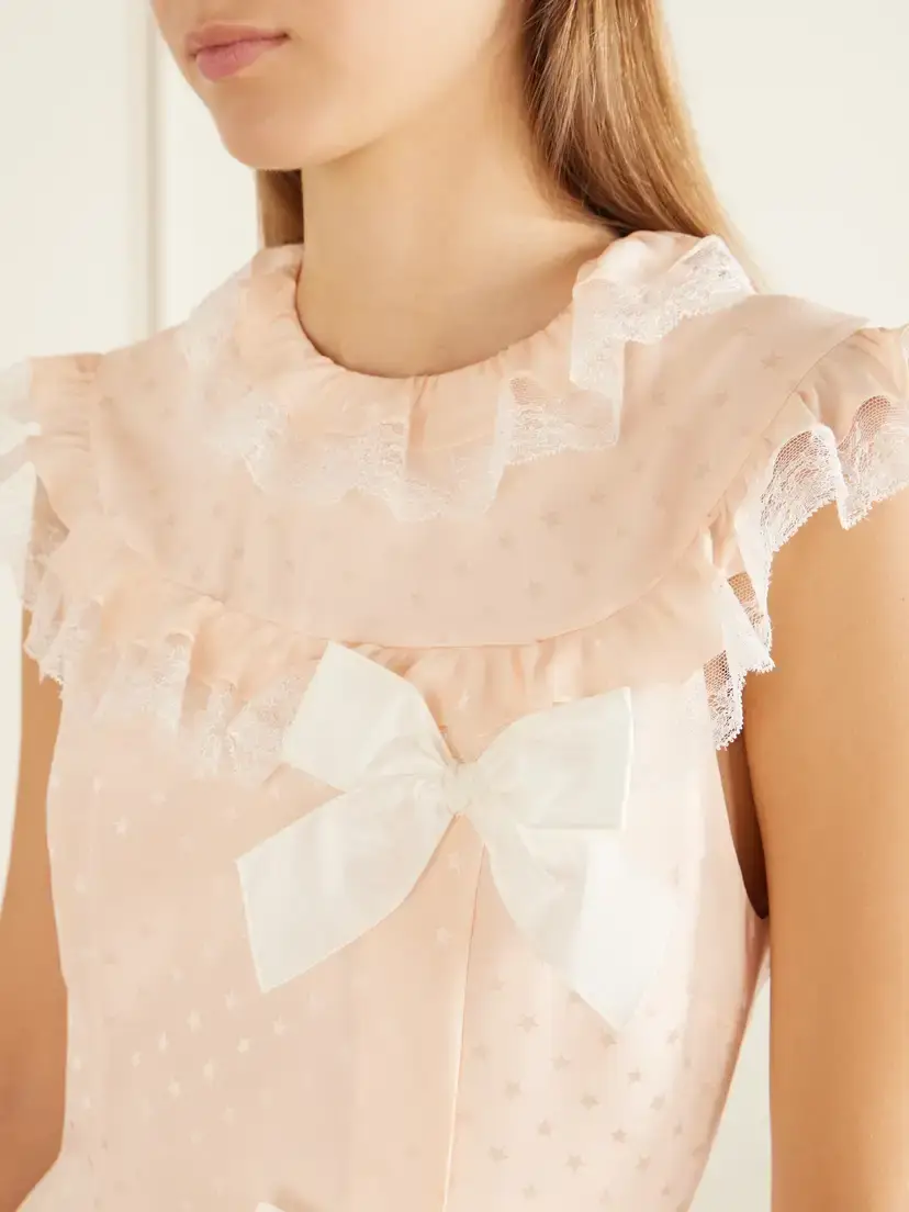 Alessandra Rich Lace-trimmed Bow-detail Printed Silk-jacquard Midi Dress | Thumbnail 4 Alessandra Rich Lace-trimmed Bow-detail Printed Silk-jacquard Midi Dress | Thumbnail 4
