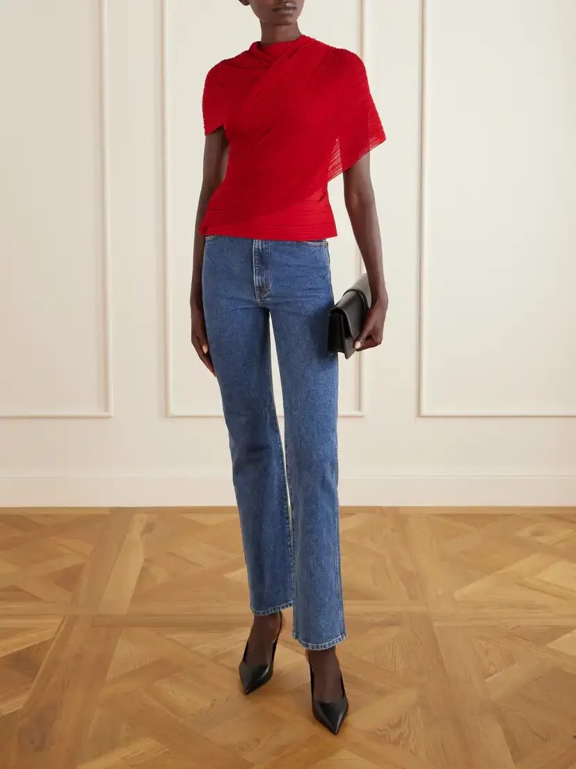 Balmain Draped Ribbed Jersey Blouse | Thumbnail 2 Balmain Draped Ribbed Jersey Blouse | Thumbnail 2