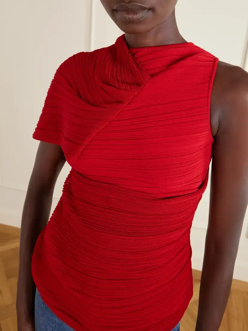 Balmain Draped Ribbed Jersey Blouse | Thumbnail 5 Balmain Draped Ribbed Jersey Blouse | Thumbnail 5