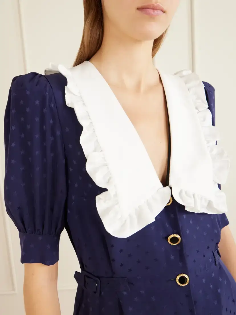 Alessandra Rich Ruffled Silk-jacquard Mini Dress | Thumbnail 4 Alessandra Rich Ruffled Silk-jacquard Mini Dress | Thumbnail 4