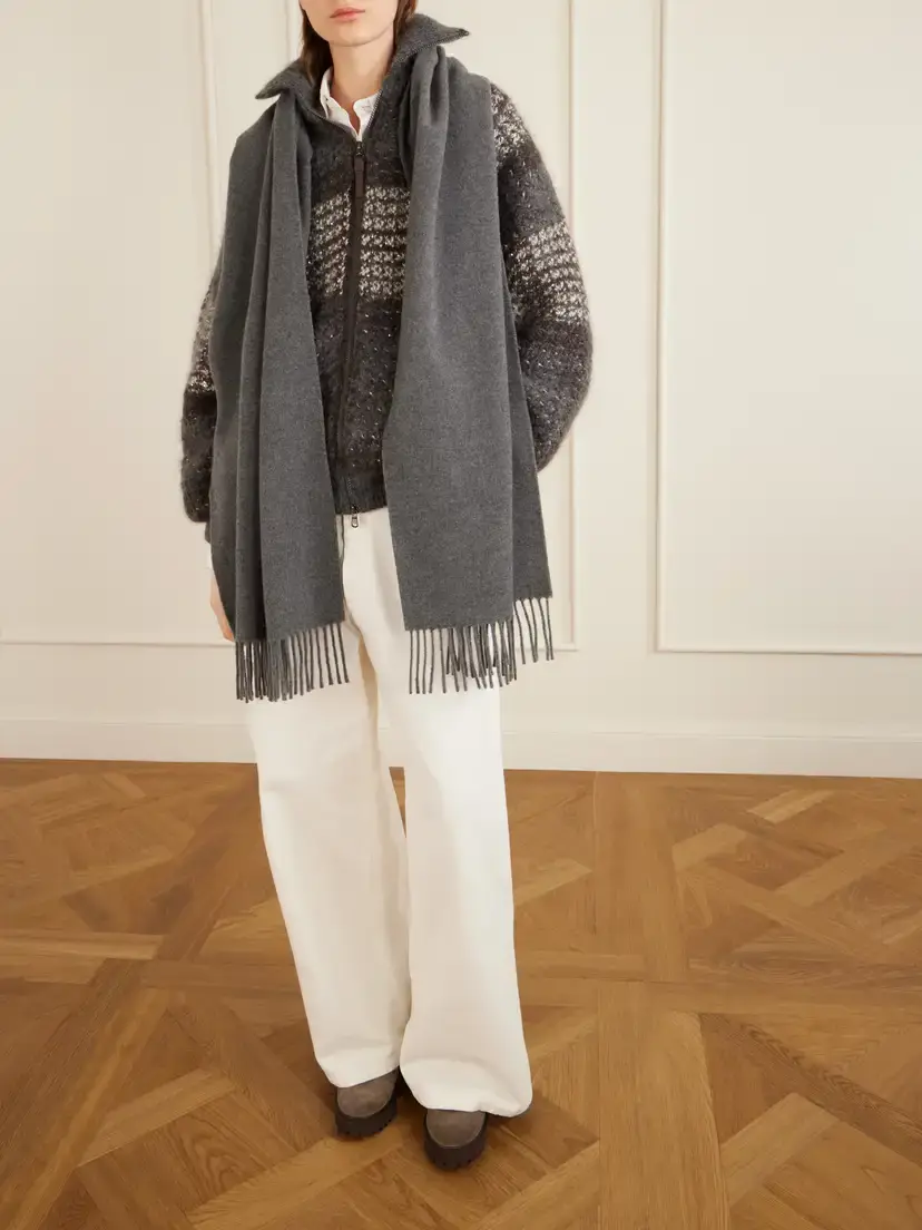 Brunello Cucinelli Fringed Cashmere Scarf | Thumbnail 2