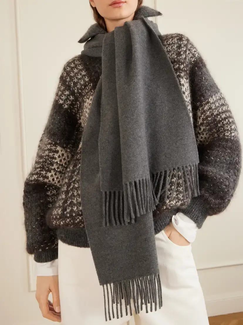 Brunello Cucinelli Fringed Cashmere Scarf | Thumbnail 3