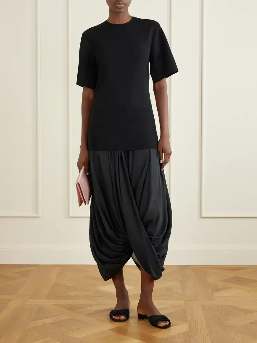 TOTEME Cocoon Draped Paneled Voile Midi Dress | Thumbnail 2 TOTEME Cocoon Draped Paneled Voile Midi Dress | Thumbnail 2