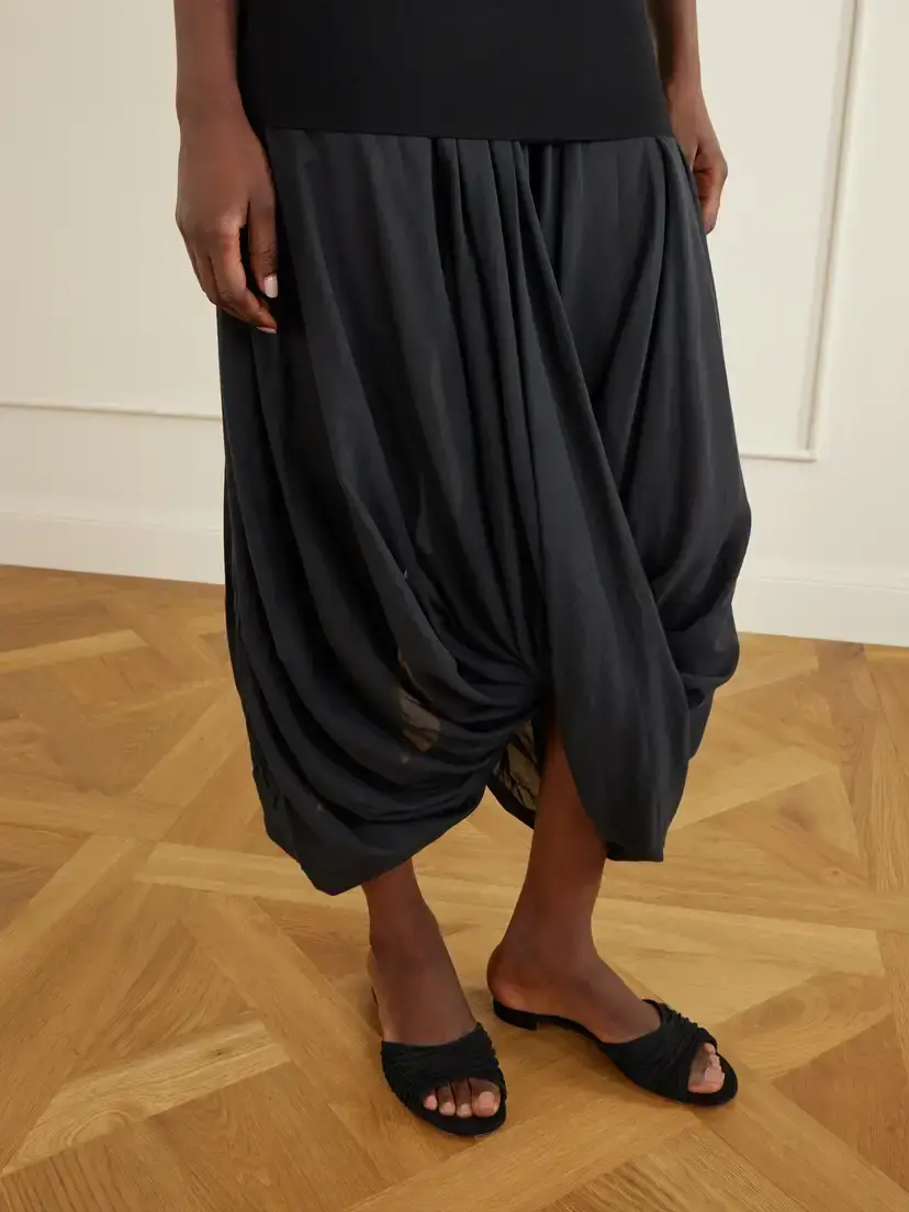 TOTEME Cocoon Draped Paneled Voile Midi Dress | Thumbnail 4 TOTEME Cocoon Draped Paneled Voile Midi Dress | Thumbnail 4