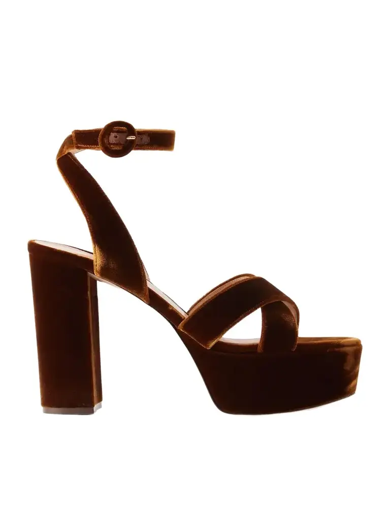 Gianvito Rossi Sabrina 70 Velvet Sandals | Image 1 Gianvito Rossi Sabrina 70 Velvet Sandals | Image 1