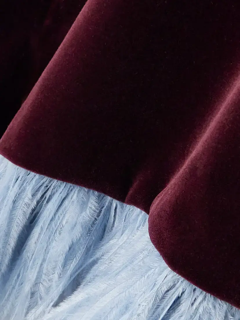 La DoubleJ Icon La Scala Feather-trimmed Cotton-velvet Top | Thumbnail 4 La DoubleJ Icon La Scala Feather-trimmed Cotton-velvet Top | Thumbnail 4