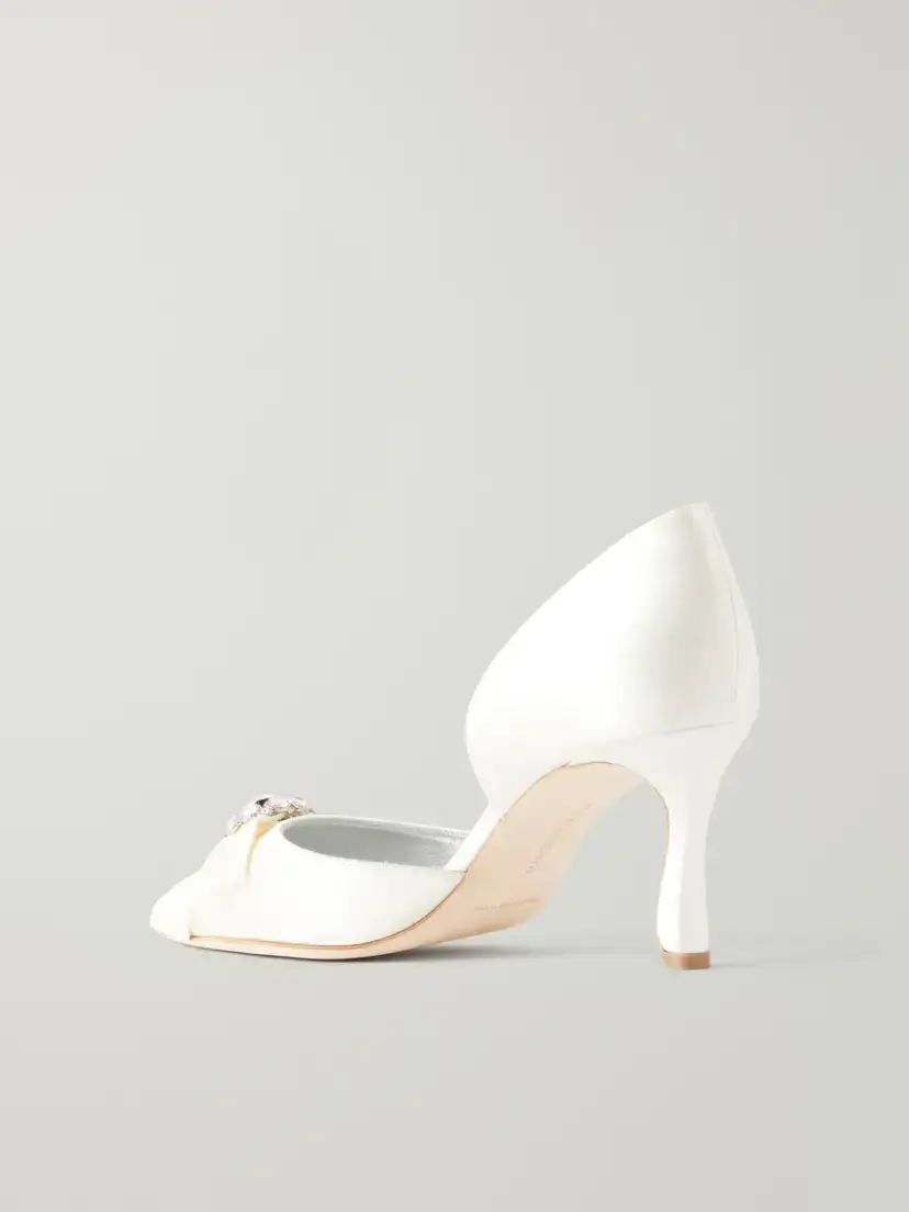 Manolo Blahnik Apidosa 70 Bow-detailed Crystal-embellished Satin Pumps | Thumbnail 3 Manolo Blahnik Apidosa 70 Bow-detailed Crystal-embellished Satin Pumps | Thumbnail 3