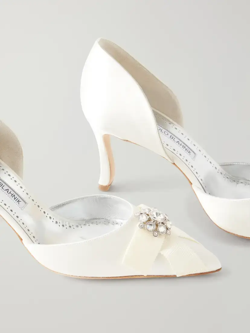 Manolo Blahnik Apidosa 70 Bow-detailed Crystal-embellished Satin Pumps | Thumbnail 5 Manolo Blahnik Apidosa 70 Bow-detailed Crystal-embellished Satin Pumps | Thumbnail 5