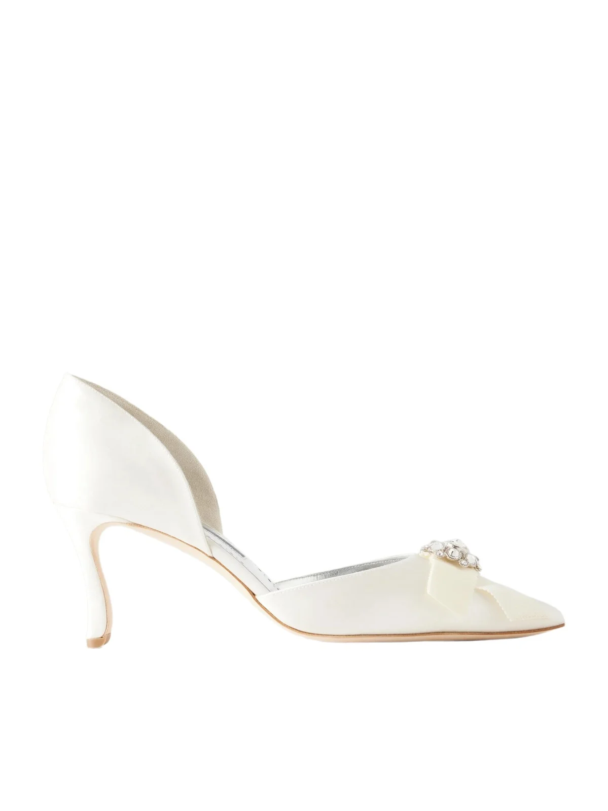 Manolo Blahnik Apidosa 70 Bow-detailed Crystal-embellished Satin Pumps