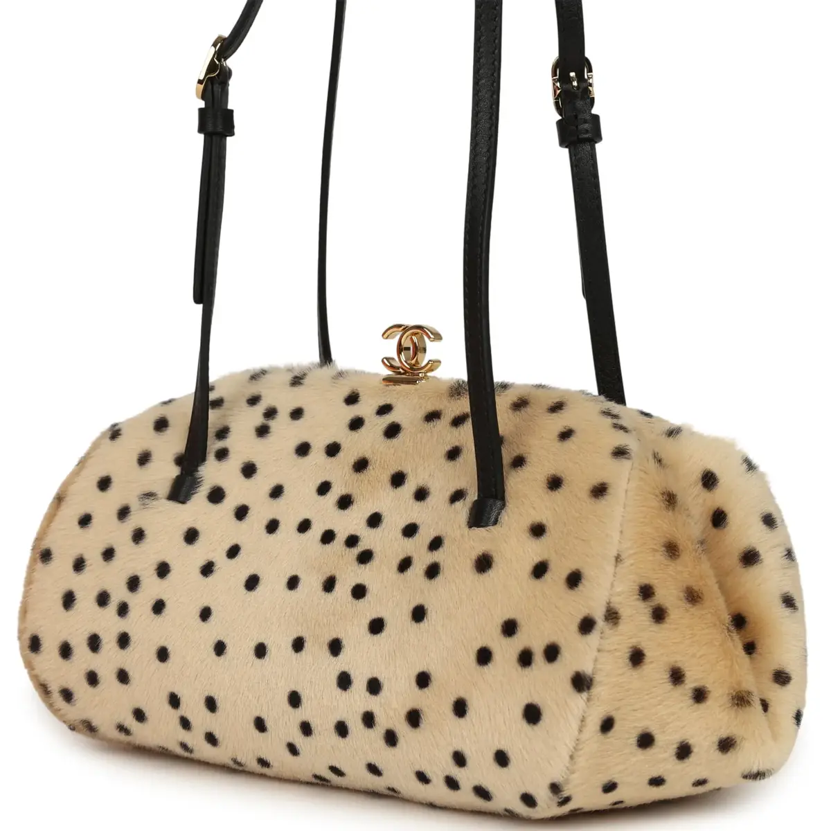 Chanel Chanel Cheetah Print Clutch with Leather Straps Light Beige Calf Hair, Black Leather Gold Hardware | Thumbnail 5 Chanel Chanel Cheetah Print Clutch with Leather Straps Light Beige Calf Hair, Black Leather Gold Hardware | Thumbnail 5