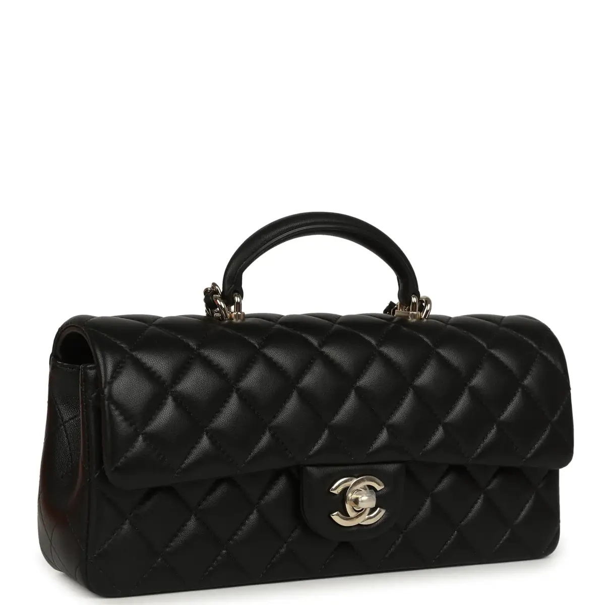 Chanel Chanel Classic Top Handle Long Flap Bag Black Lambskin Light Gold Hardware | Thumbnail 2 Chanel Chanel Classic Top Handle Long Flap Bag Black Lambskin Light Gold Hardware | Thumbnail 2