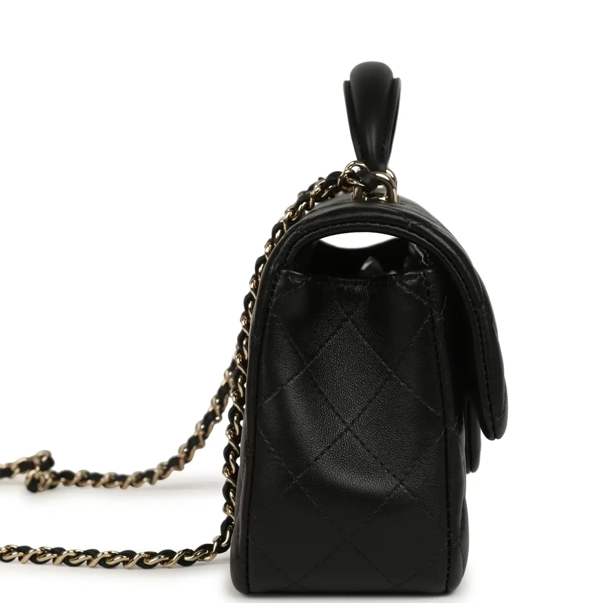 Chanel Chanel Classic Top Handle Long Flap Bag Black Lambskin Light Gold Hardware | Thumbnail 3 Chanel Chanel Classic Top Handle Long Flap Bag Black Lambskin Light Gold Hardware | Thumbnail 3