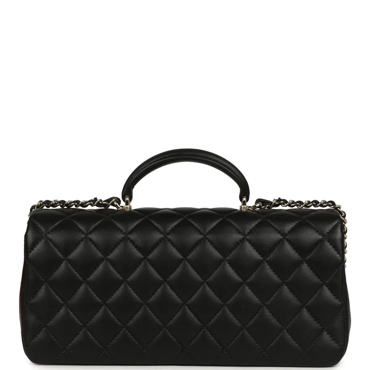 Chanel Chanel Classic Top Handle Long Flap Bag Black Lambskin Light Gold Hardware | Thumbnail 4 Chanel Chanel Classic Top Handle Long Flap Bag Black Lambskin Light Gold Hardware | Thumbnail 4