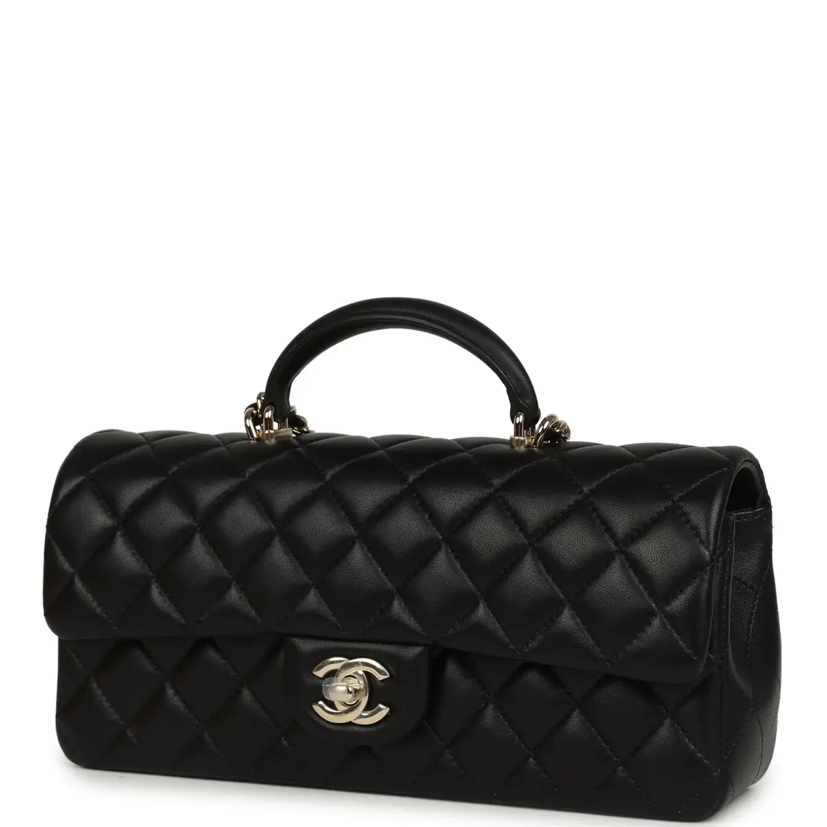 Chanel Chanel Classic Top Handle Long Flap Bag Black Lambskin Light Gold Hardware | Thumbnail 5 Chanel Chanel Classic Top Handle Long Flap Bag Black Lambskin Light Gold Hardware | Thumbnail 5