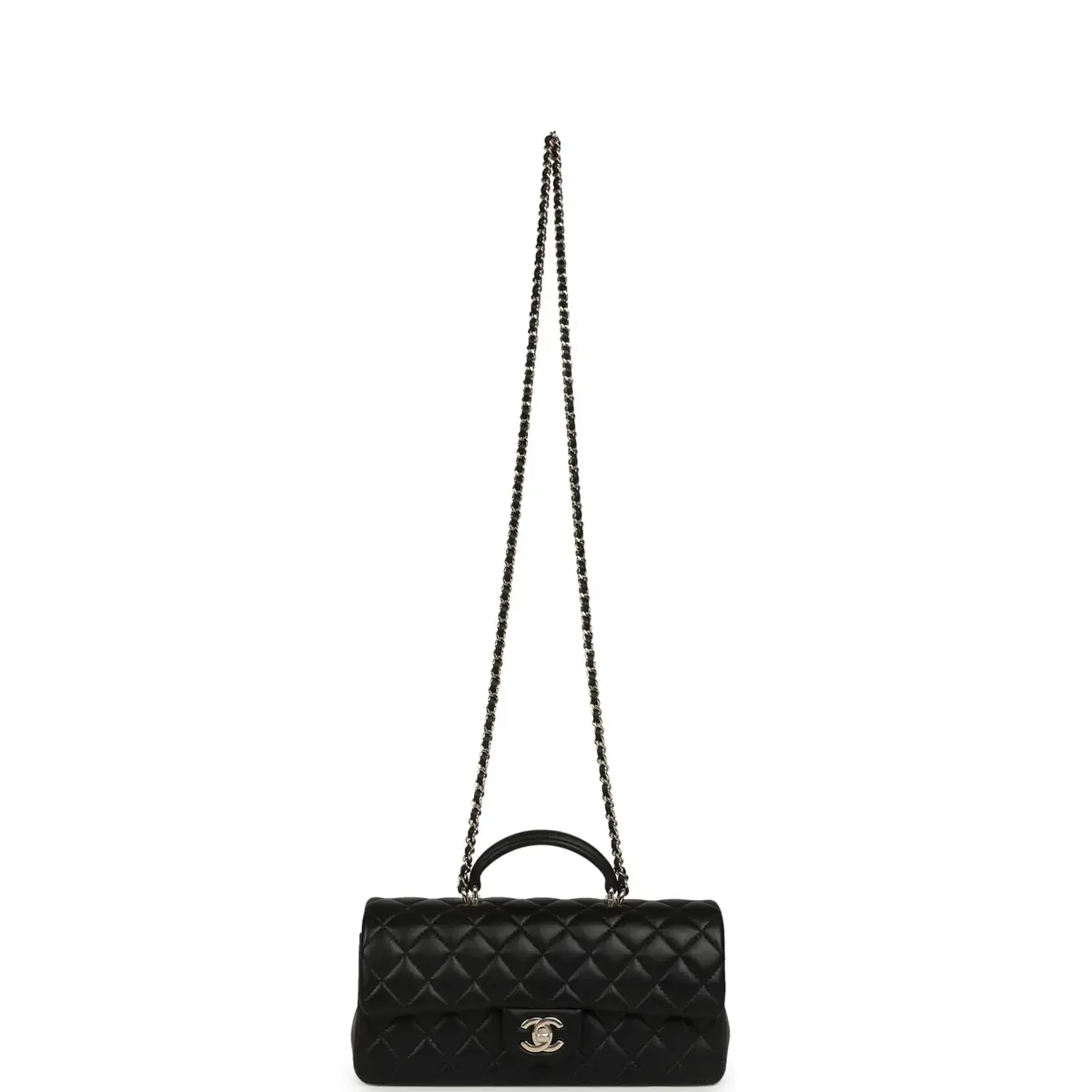 Chanel Chanel Classic Top Handle Long Flap Bag Black Lambskin Light Gold Hardware | Thumbnail 7 Chanel Chanel Classic Top Handle Long Flap Bag Black Lambskin Light Gold Hardware | Thumbnail 7