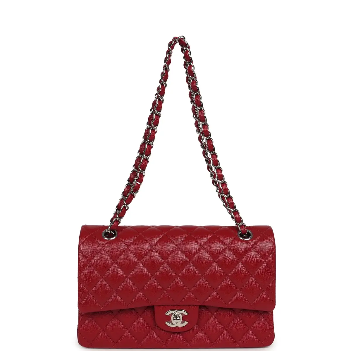 Chanel Chanel Medium Classic Double Flap Bag Red Caviar Silver Hardware | Thumbnail 7 Chanel Chanel Medium Classic Double Flap Bag Red Caviar Silver Hardware | Thumbnail 7