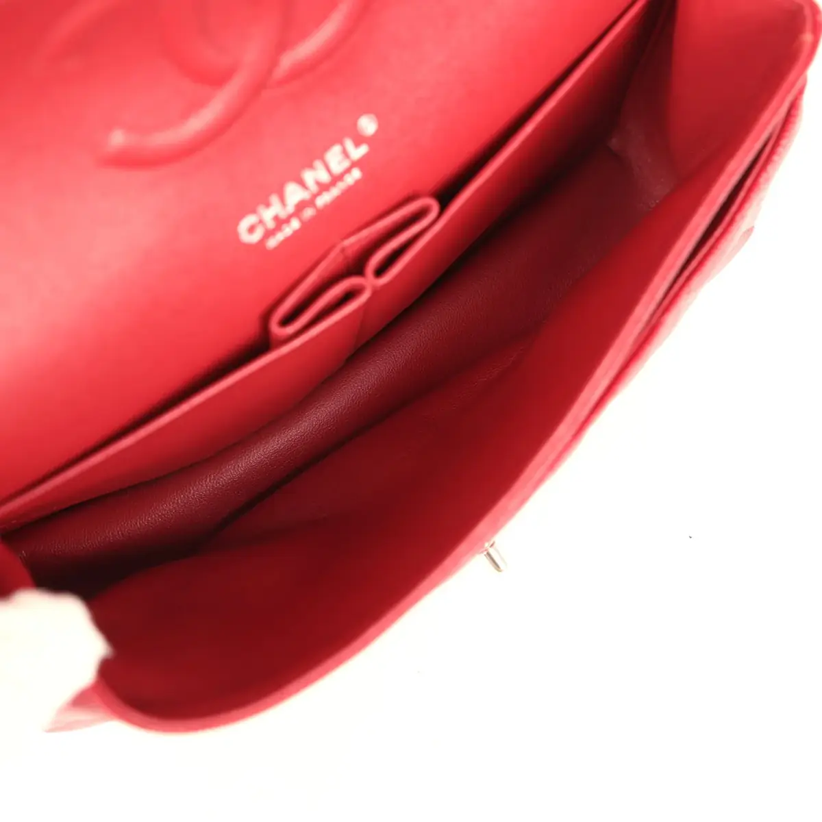 Chanel Chanel Medium Classic Double Flap Bag Red Caviar Silver Hardware | Thumbnail 9 Chanel Chanel Medium Classic Double Flap Bag Red Caviar Silver Hardware | Thumbnail 9