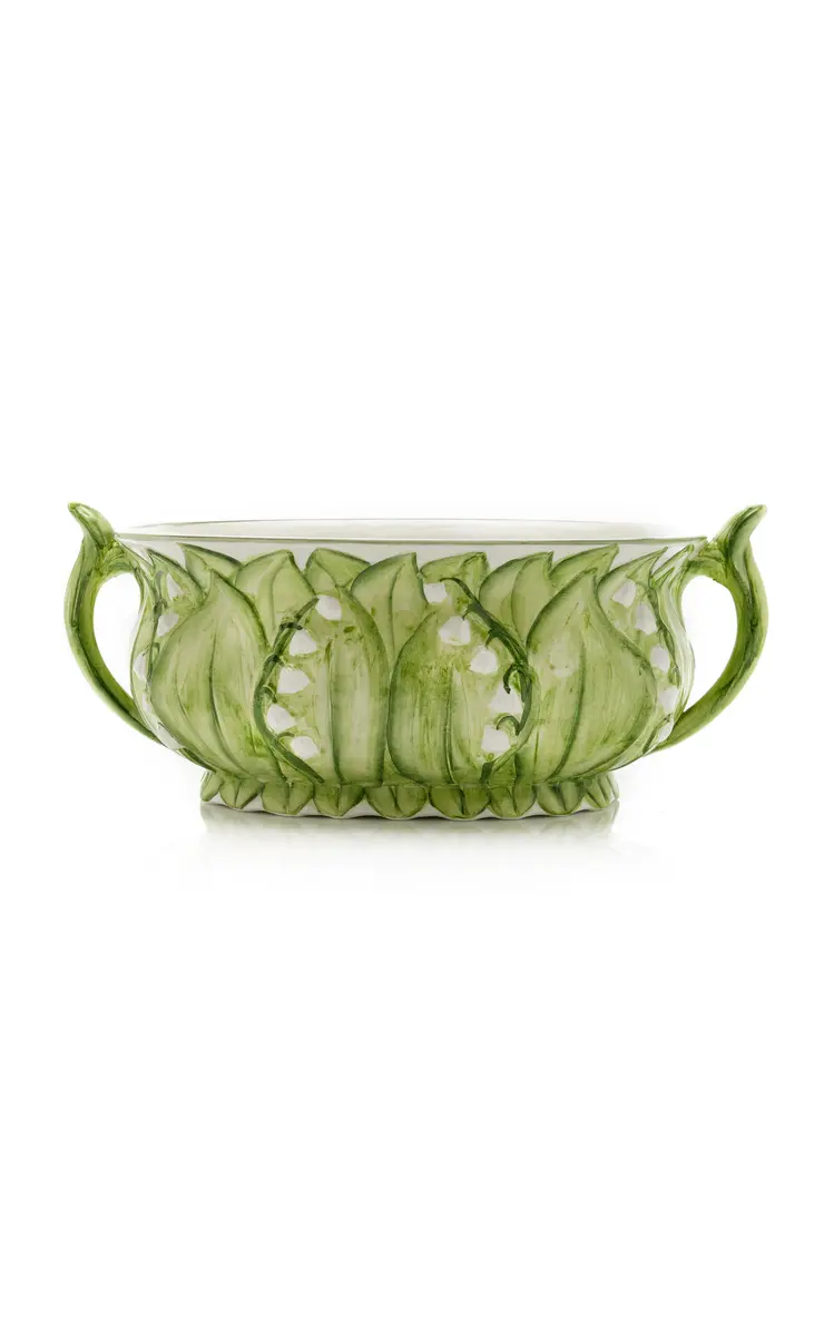 Moda Domus Lily of The Valley Ceramic Planter - Blue | Image 1 Moda Domus Lily of The Valley Ceramic Planter - Blue | Image 1
