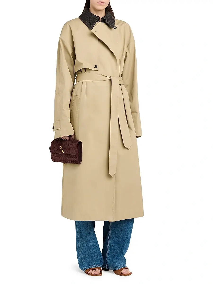 Bottega Veneta Women's Intrecciato-Collar Water-Repellent Trench Coat | Thumbnail 2 Bottega Veneta Women's Intrecciato-Collar Water-Repellent Trench Coat | Thumbnail 2