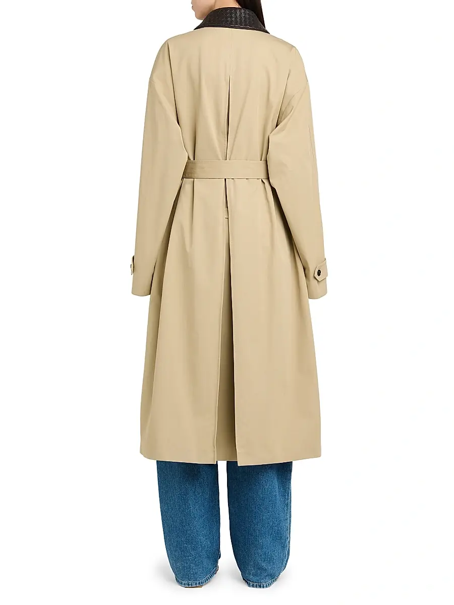 Bottega Veneta Women's Intrecciato-Collar Water-Repellent Trench Coat | Thumbnail 5 Bottega Veneta Women's Intrecciato-Collar Water-Repellent Trench Coat | Thumbnail 5
