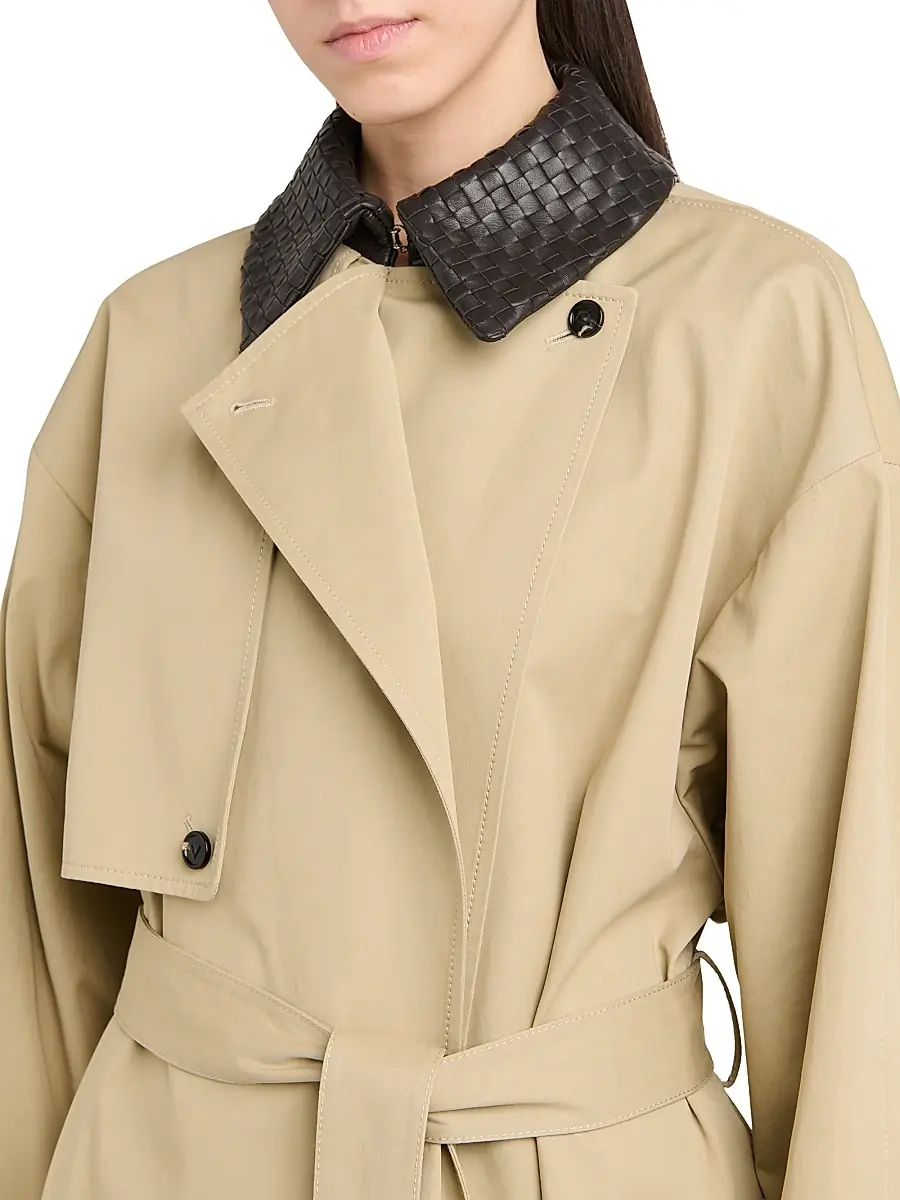 Bottega Veneta Women's Intrecciato-Collar Water-Repellent Trench Coat | Thumbnail 6 Bottega Veneta Women's Intrecciato-Collar Water-Repellent Trench Coat | Thumbnail 6