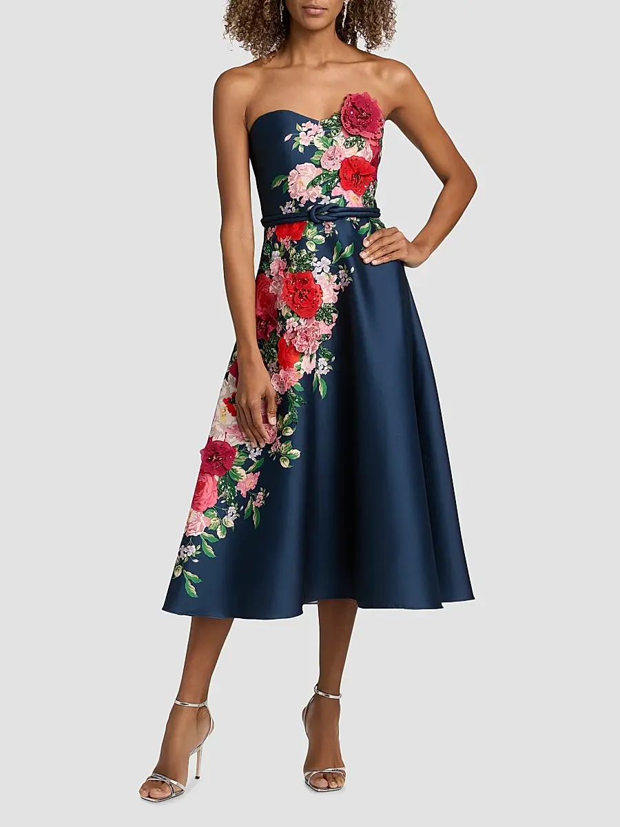 BADGLEY MISCHKA Women's Floral Embellished Strapless Cocktail Dress | Thumbnail 2