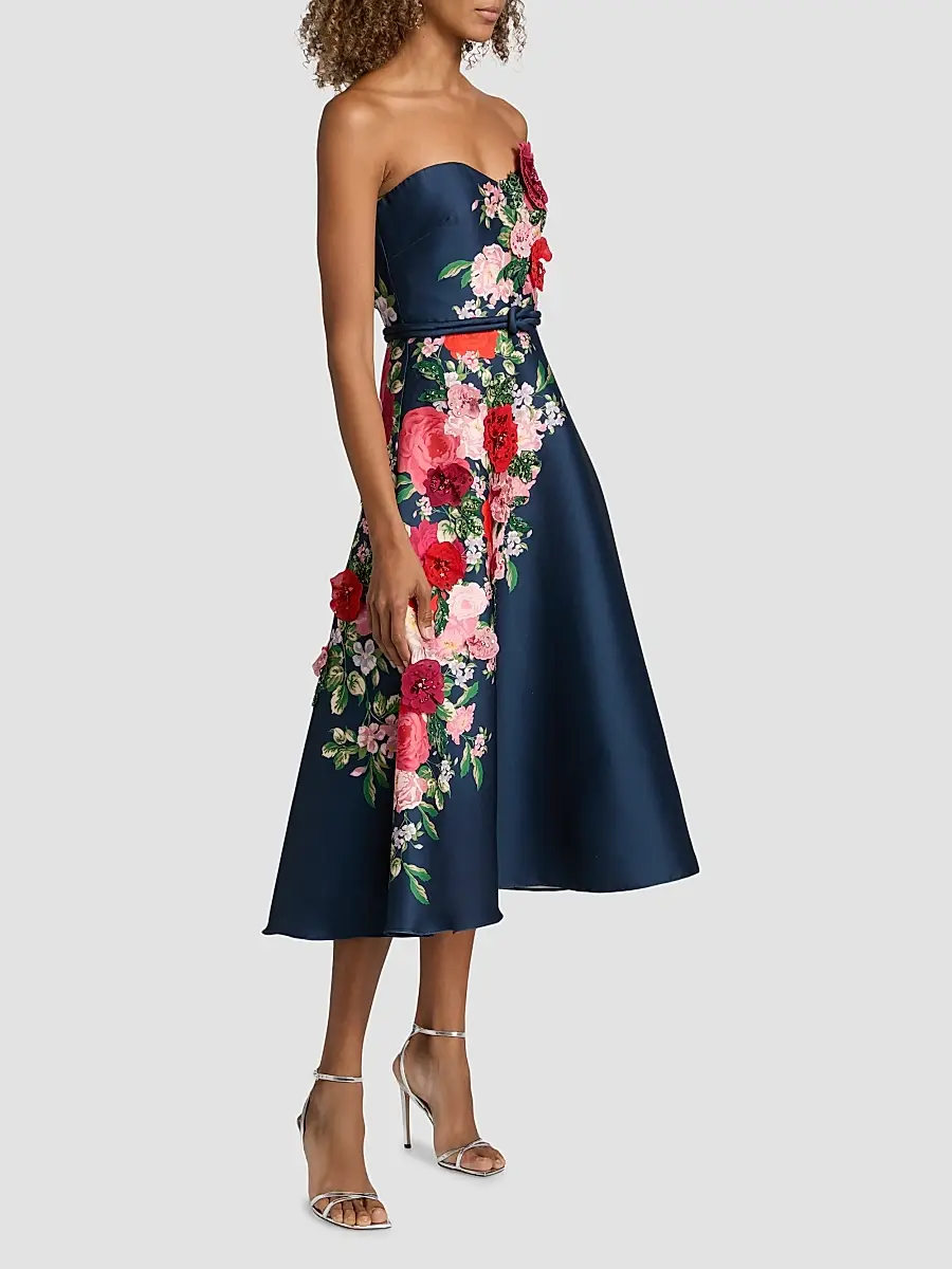 BADGLEY MISCHKA Women's Floral Embellished Strapless Cocktail Dress | Thumbnail 4