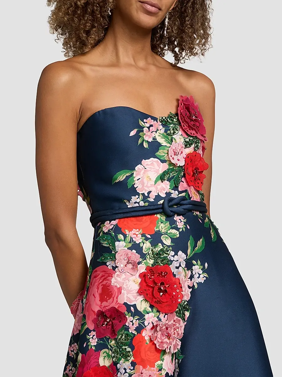 BADGLEY MISCHKA Women's Floral Embellished Strapless Cocktail Dress | Thumbnail 6