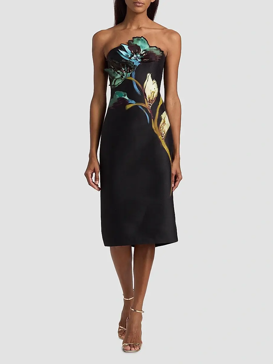 BADGLEY MISCHKA Women's Floral Placement Strapless Midi-Dress | Thumbnail 2 BADGLEY MISCHKA Women's Floral Placement Strapless Midi-Dress | Thumbnail 2