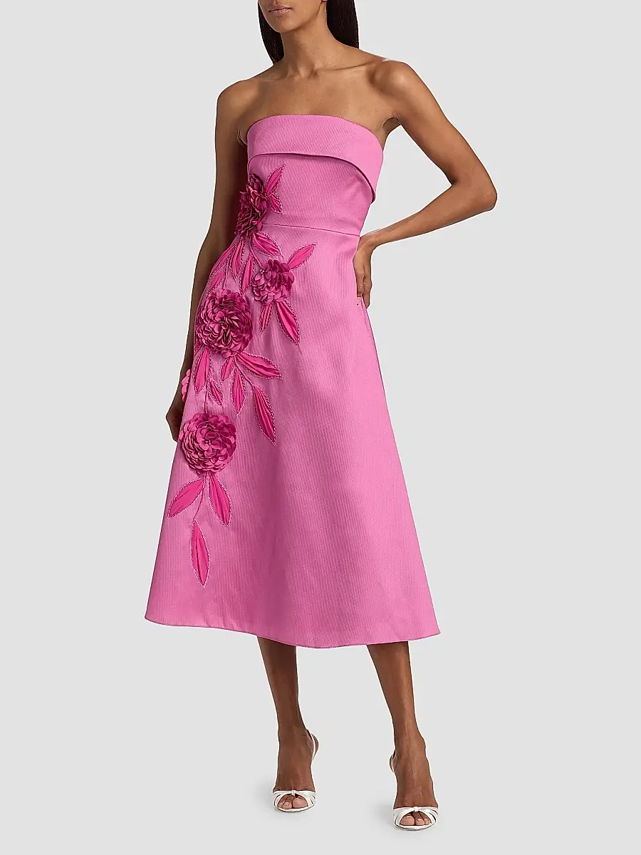 BADGLEY MISCHKA Women's Floral Appliqué Strapless Midi-Dress | Thumbnail 2 BADGLEY MISCHKA Women's Floral Appliqué Strapless Midi-Dress | Thumbnail 2