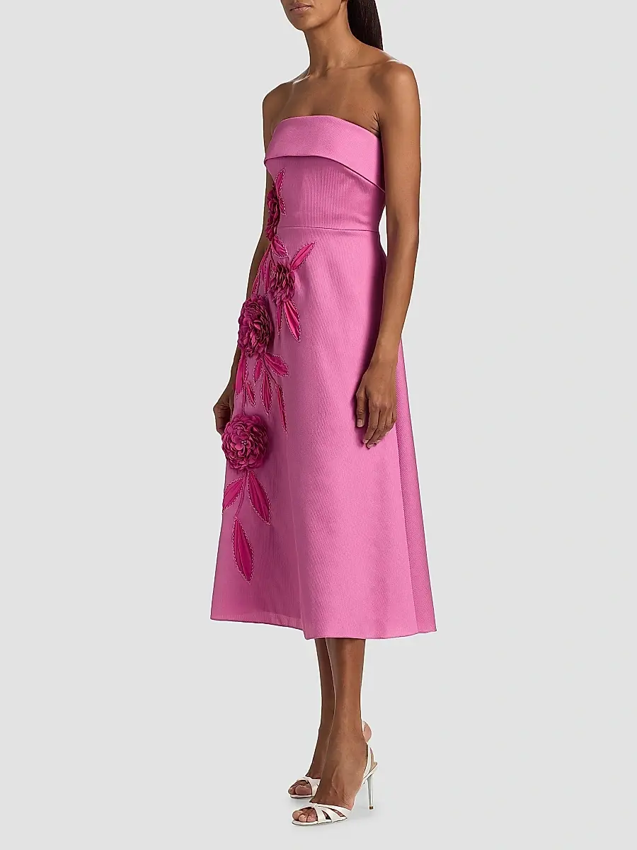 BADGLEY MISCHKA Women's Floral Appliqué Strapless Midi-Dress | Thumbnail 4 BADGLEY MISCHKA Women's Floral Appliqué Strapless Midi-Dress | Thumbnail 4