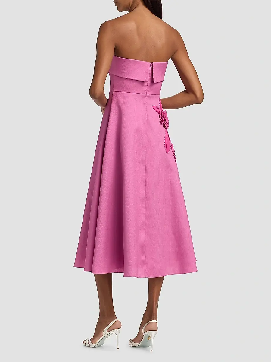 BADGLEY MISCHKA Women's Floral Appliqué Strapless Midi-Dress | Thumbnail 5 BADGLEY MISCHKA Women's Floral Appliqué Strapless Midi-Dress | Thumbnail 5