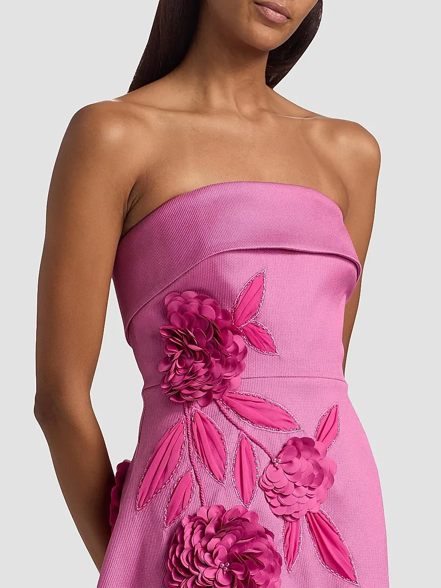 BADGLEY MISCHKA Women's Floral Appliqué Strapless Midi-Dress | Thumbnail 6 BADGLEY MISCHKA Women's Floral Appliqué Strapless Midi-Dress | Thumbnail 6