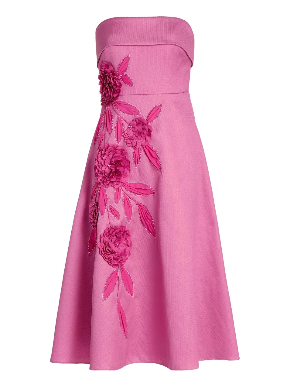 Women's Floral Appliqué Strapless Midi-Dress Women's Floral Appliqué Strapless Midi-Dress