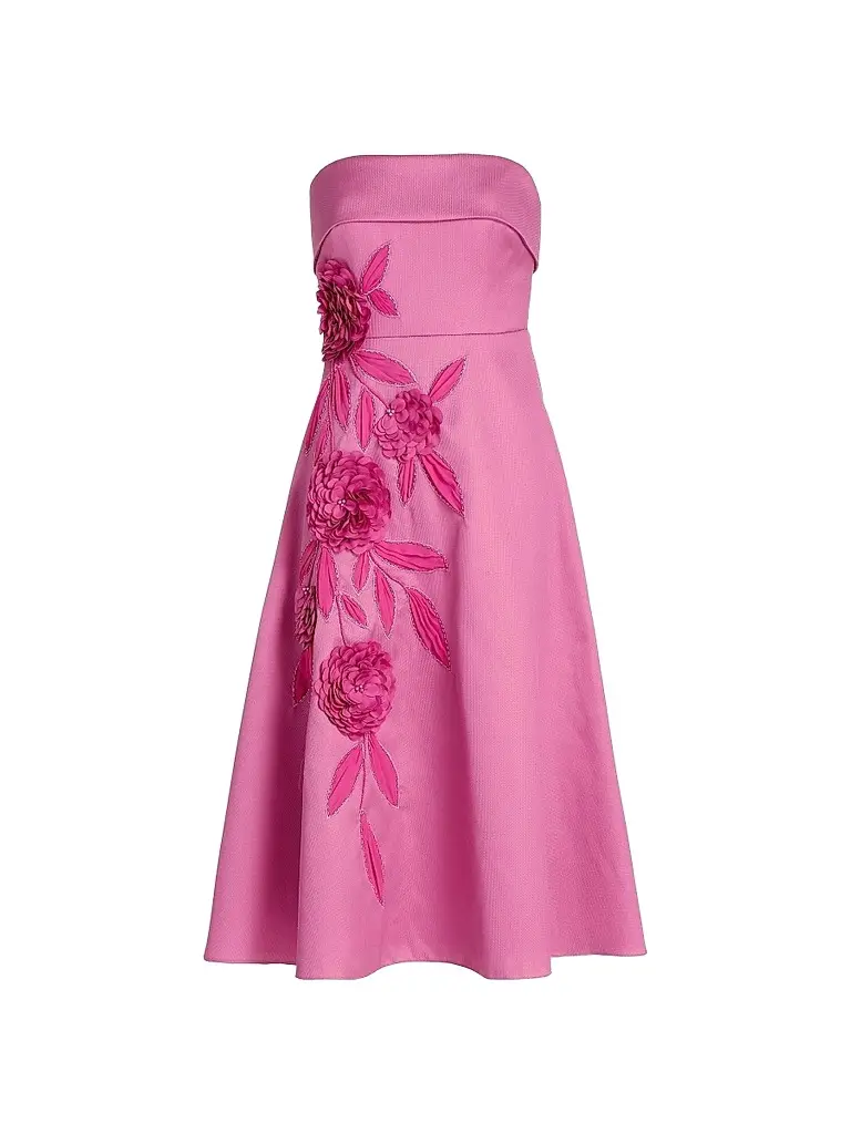 BADGLEY MISCHKA Women's Floral Appliqué Strapless Midi-Dress - Rose - Size 14 | Image 1 BADGLEY MISCHKA Women's Floral Appliqué Strapless Midi-Dress - Rose - Size 14 | Image 1