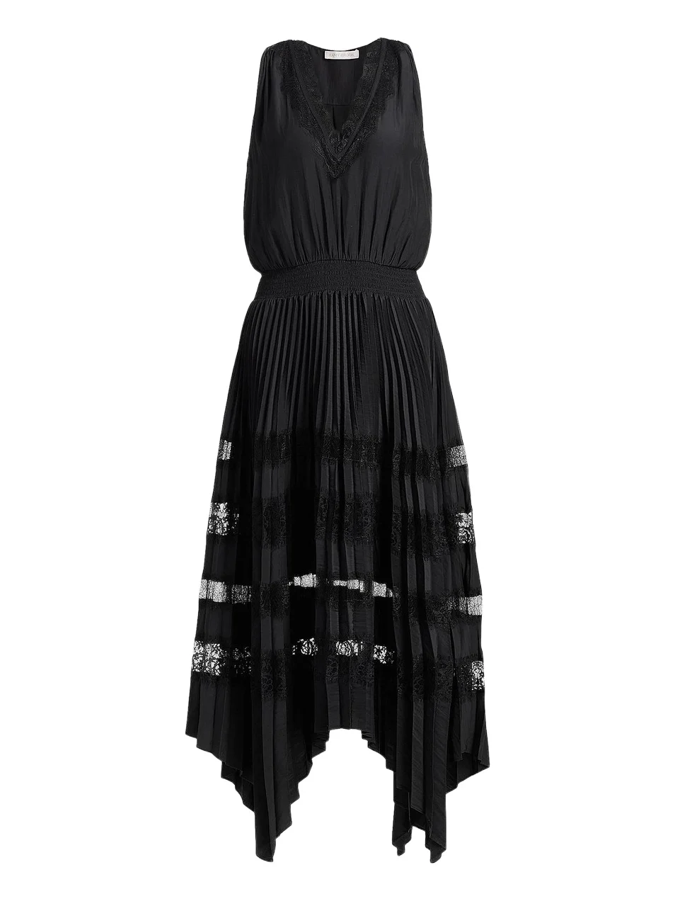 Women's Roselyn Pleated Lace-Trim Midi Dress